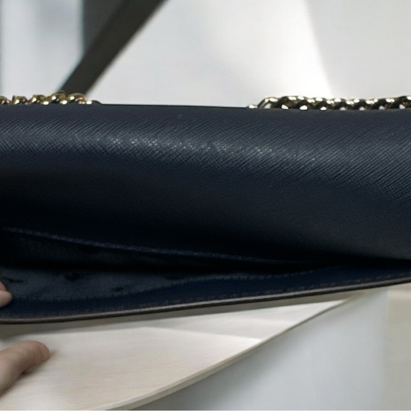 Kate Spade Navy & Green Crossbody | J183 | Gold Chain Strap | Like New - Picture 10 of 14